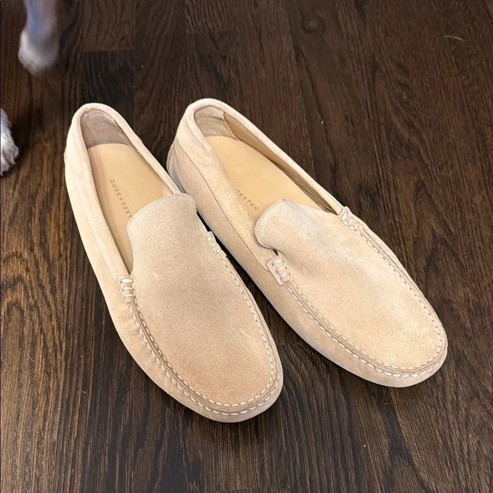 Duke + Dexter Men's Suede Driving Loafers in Beige